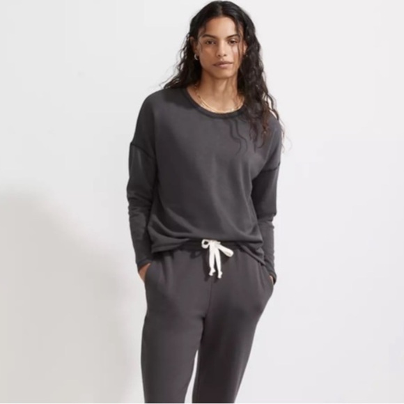 Madewell Tops - Madewell MWL Superbrushed Easygoing Sweatshirt Black Coal Womens Size Medium